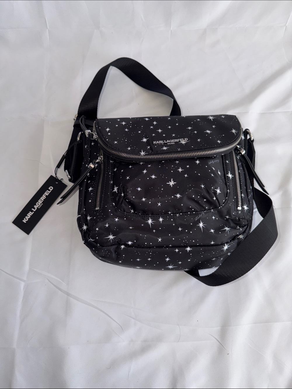 Karl Lagerfeld Black Star Print Crossbody Bag